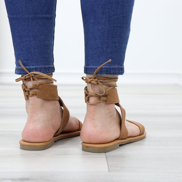 Gray Gladiator Laced-Up Bootie Style Flat Sandals - Picture 7 of 10